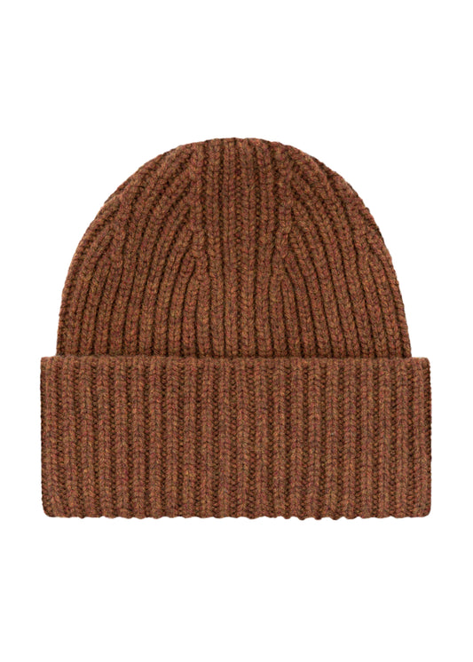 H155 BRN - Thick Rib Beanie Brown