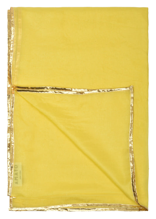 Yellow silk scarf with metallic edge available also in Black