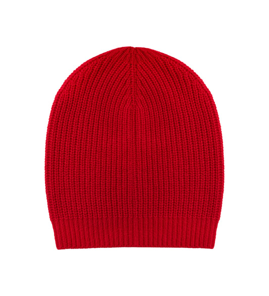 Women's Cashmere Bulky Rib Hat in Red