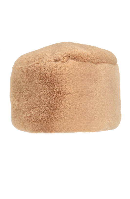 Women's short hair kossak hat made of faux fur in Oatmeal