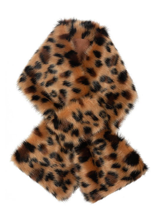 womens faux fur neck warmer in leopard