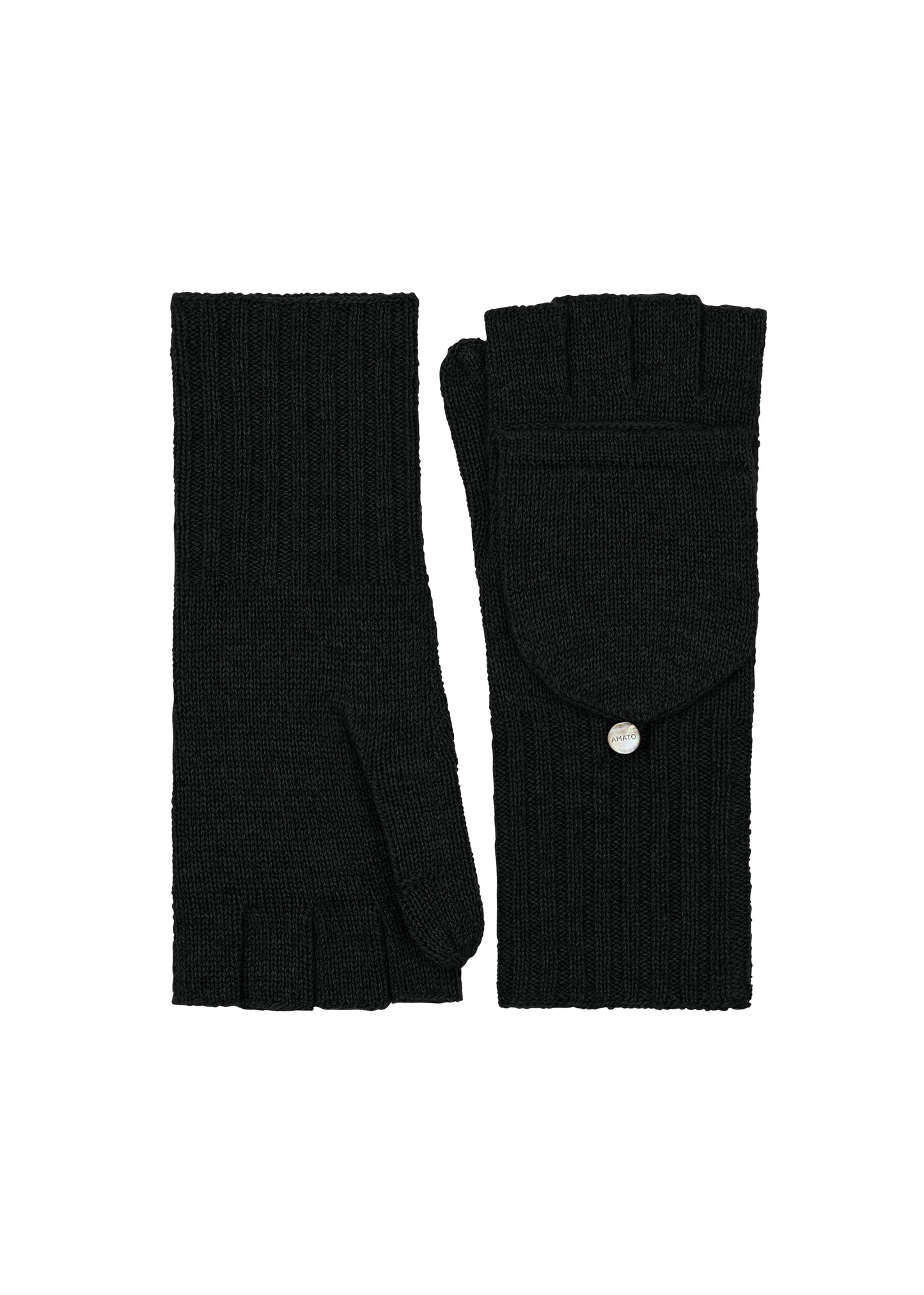 womens black cashmere wrist length poptop glove