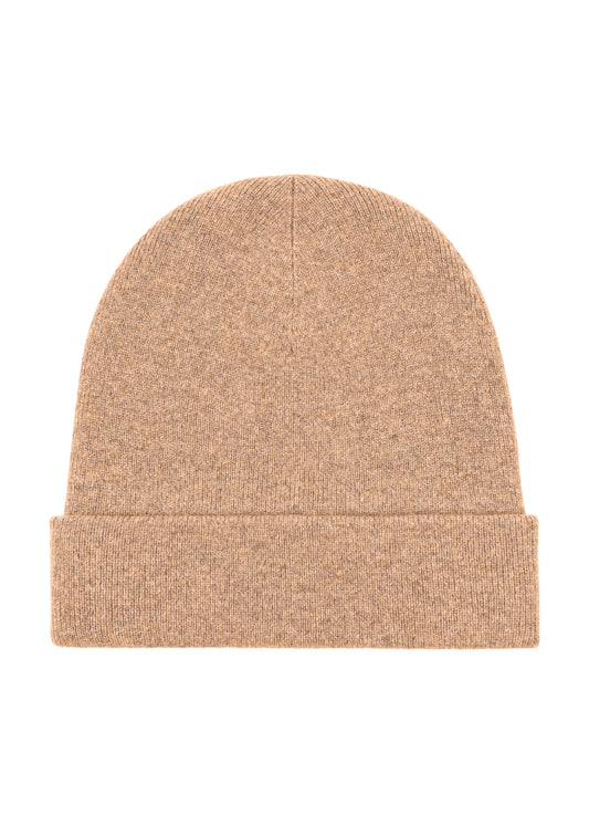 Women's cashmere beanie hat in Camel